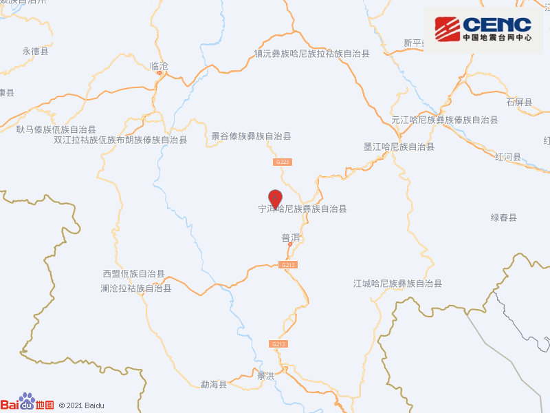 云南普洱市宁洱县附近发生3.0级左右地震