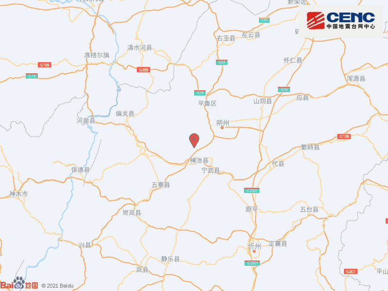 山西忻州市神池县附近发生3.3级左右地震