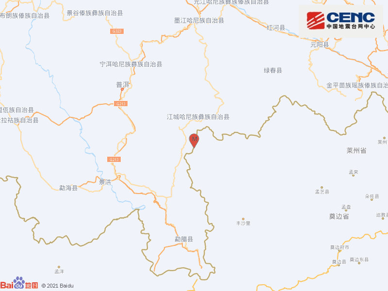 云南普洱市江城县发生4.5级地震，震源深度6千米