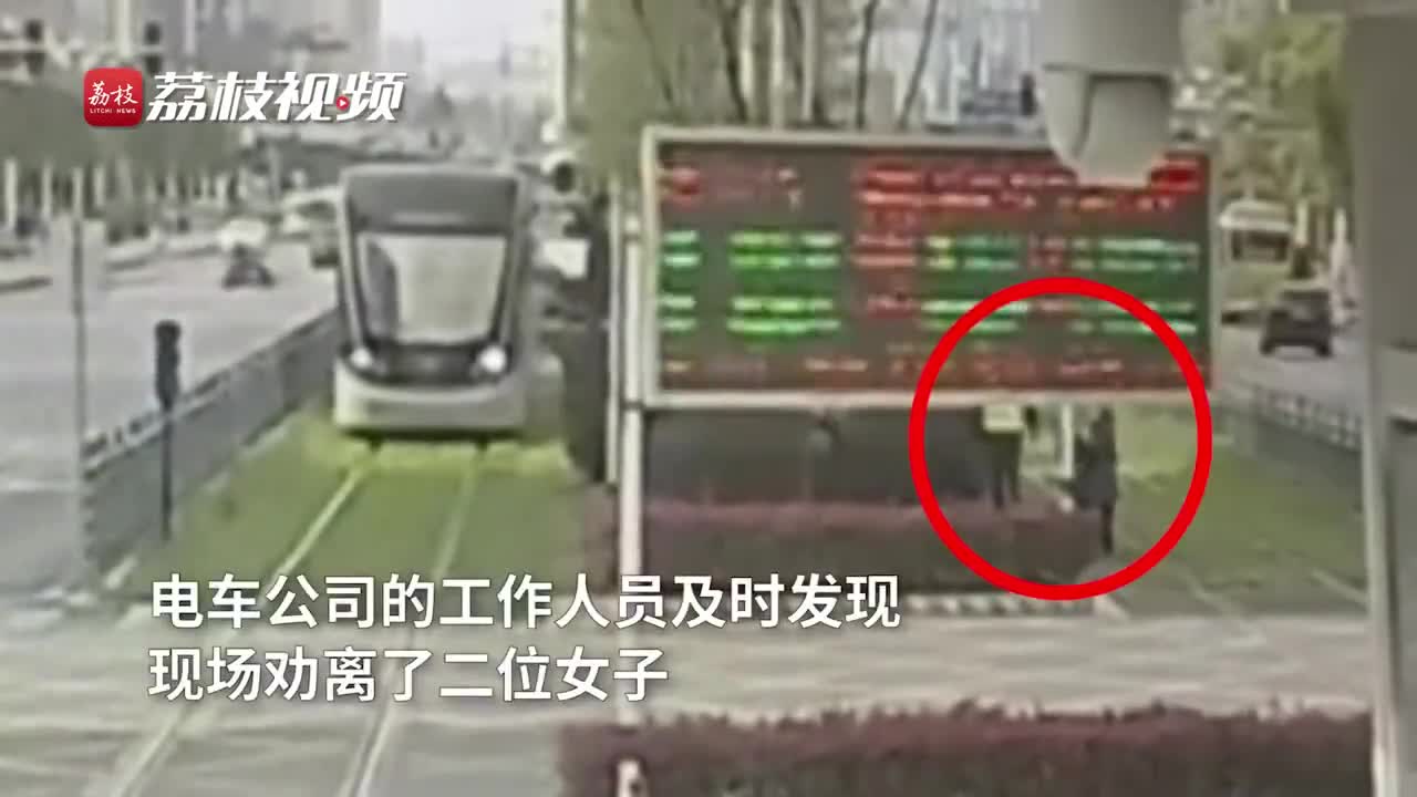 危险 大妈组团到有轨电车轨行区内挖野菜 手机新浪网