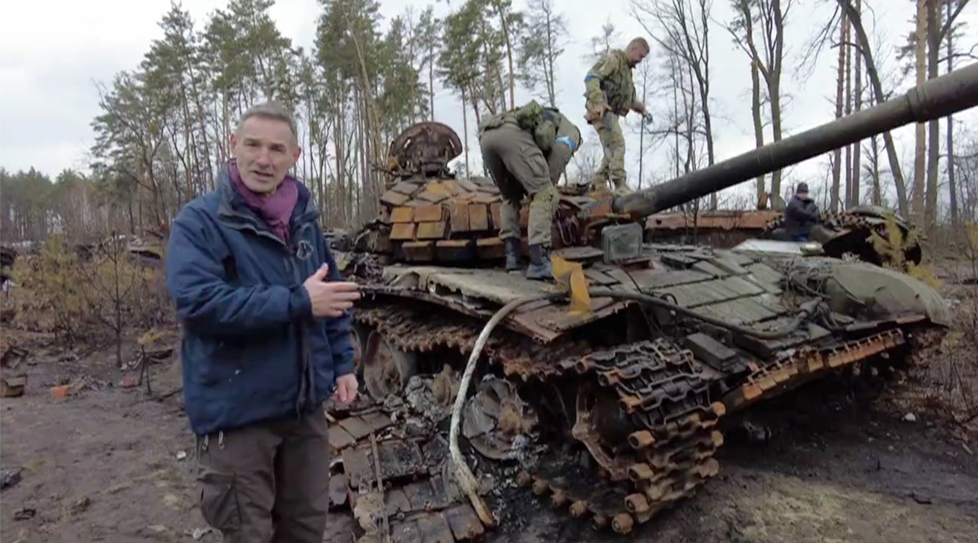 现场画面乌克兰首都周围的战后景象