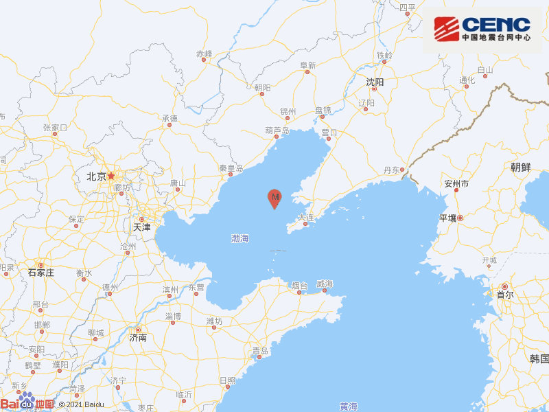 渤海海域发生4.4级地震，震源深度10千米