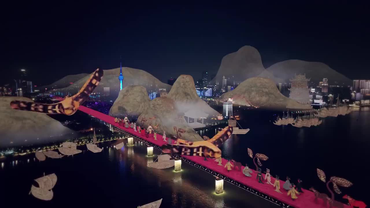 好看!长江上演震撼ar灯光秀_手机新浪网