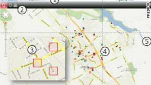 PredPol系统会为用户呈现一张地图，红框标注的地区就是有可能发生犯罪活动的地区