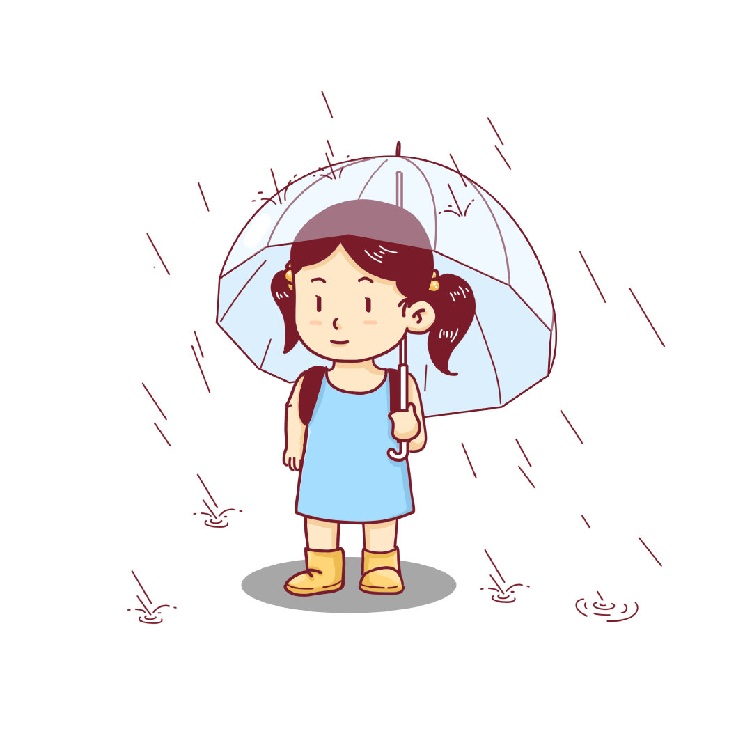 卡通女孩下雨素材免费下载_觅知网