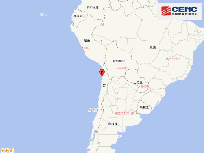 智利北部沿岸近海发生6.1级地震，震源深度40千米