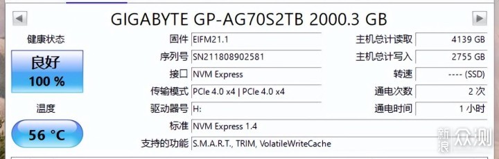 技嘉AORUS Gen4 7000s 2TB钛雕固态硬盘体验_新浪众测