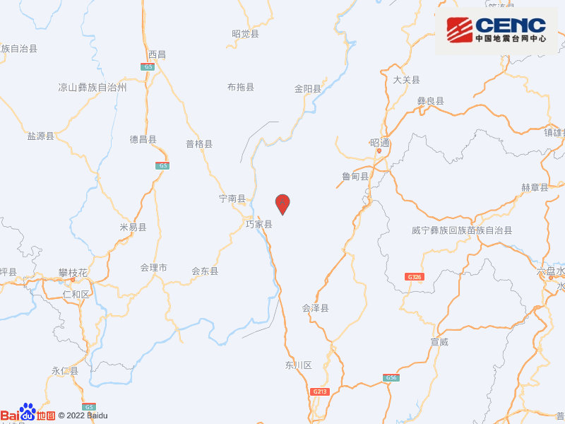 中国地震台网自动测定：云南昭通市巧家县发生3.7级左右地震