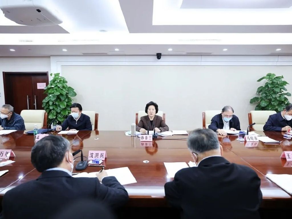 国务院副总理孙春兰在国家卫生健康委召开座谈会，听取有关方面专家对优化完善防控措施的意见建议。（新华社）