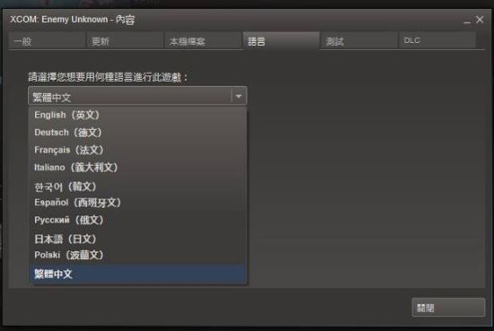 点选“语言”后将语系选单下拉至“繁体中文”。待语言更新档下载完成即为繁体中文化游戏内容。