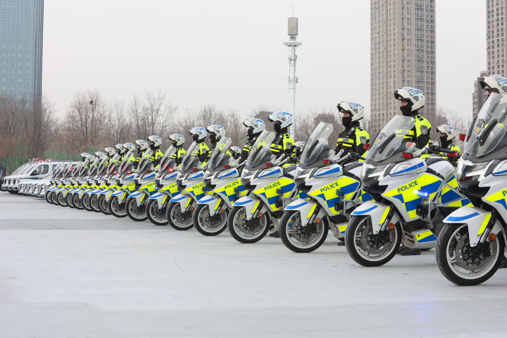 由沈阳公安交警,特警,巡警,平安志愿者共计800余人组成的4支方队英姿