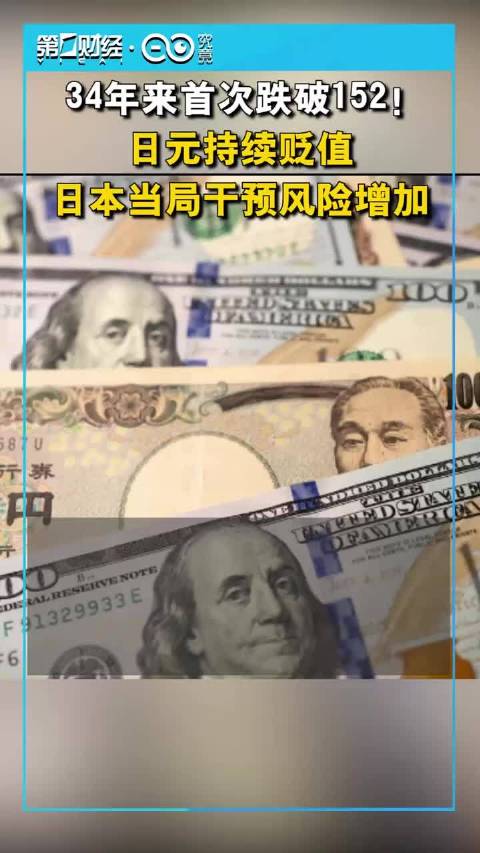 日元跌至34年来新低！首次跌破152，日本当局干预风险增加