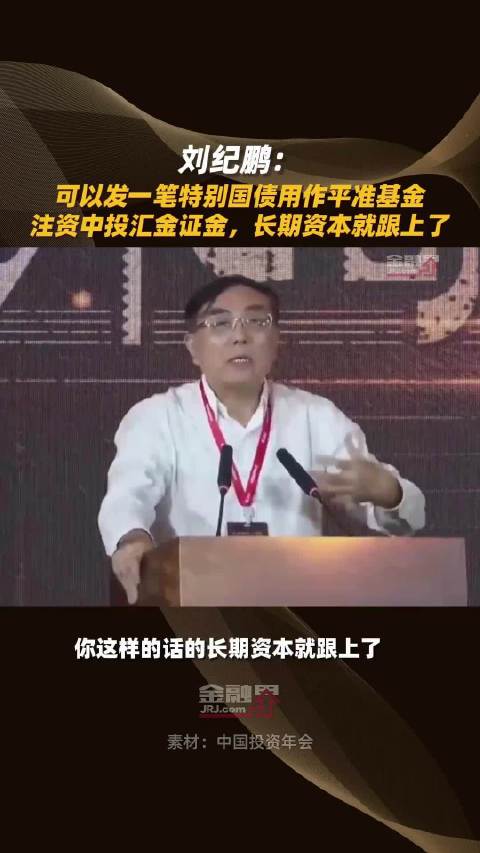 刘纪鹏：可以发一笔特别国债用作平准基金，注资中投汇金证金，长期资本就跟上了