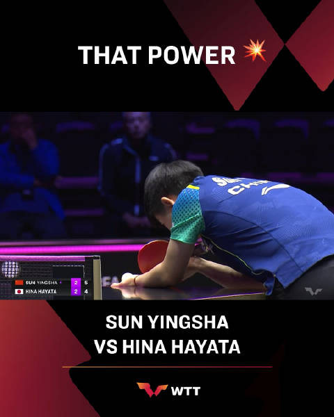 晒出@孙颖莎 在对阵早田希娜的比赛中上演的追身位极限反拉得分,一