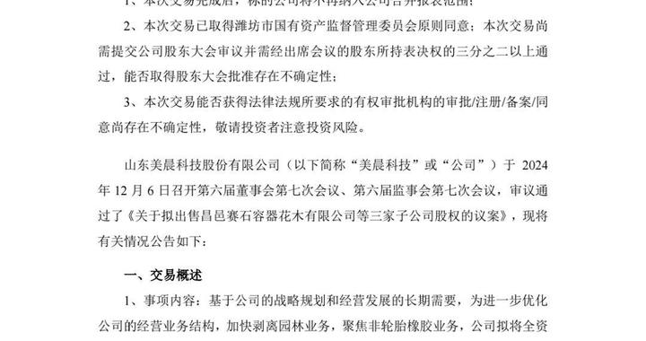 1元转让3家子公司！这家上市公司为何多次“甩卖”资产？|股权|盈利能力|美晨|科技|价格_手机新浪网