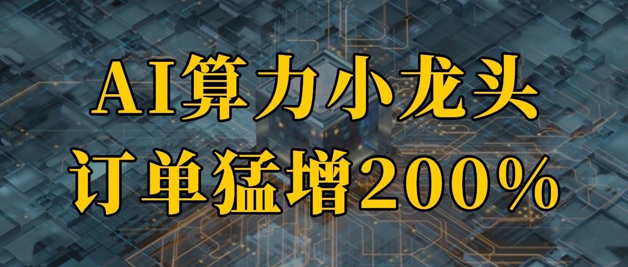 AI算力小龙头，押注英伟达，订单猛增200%！