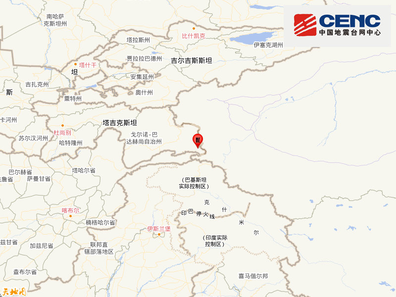 塔吉克斯坦发生5.2级地震，震源深度10千米