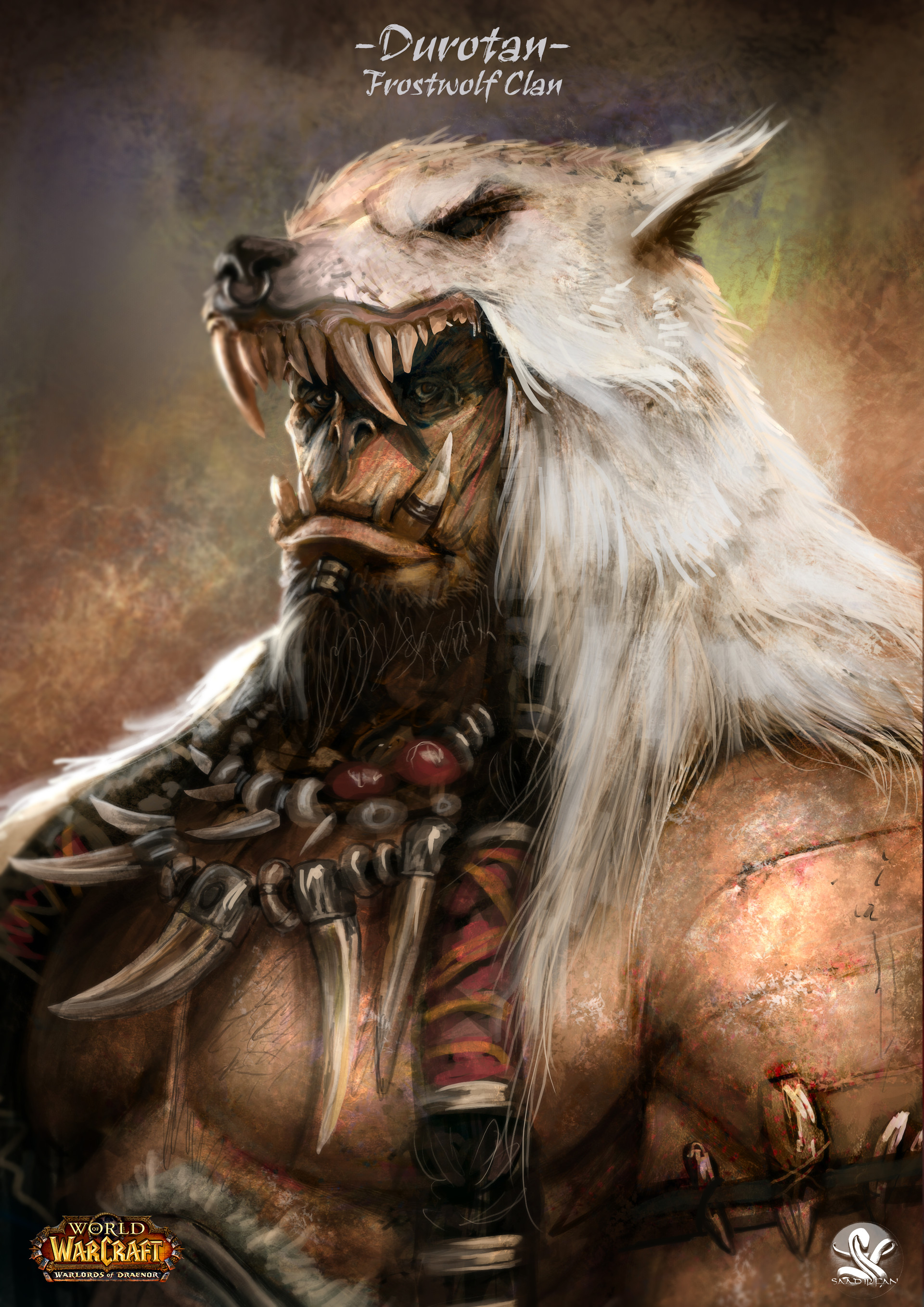 魔兽国外玩家画作欣赏:霜狼氏族的大酋长杜隆坦