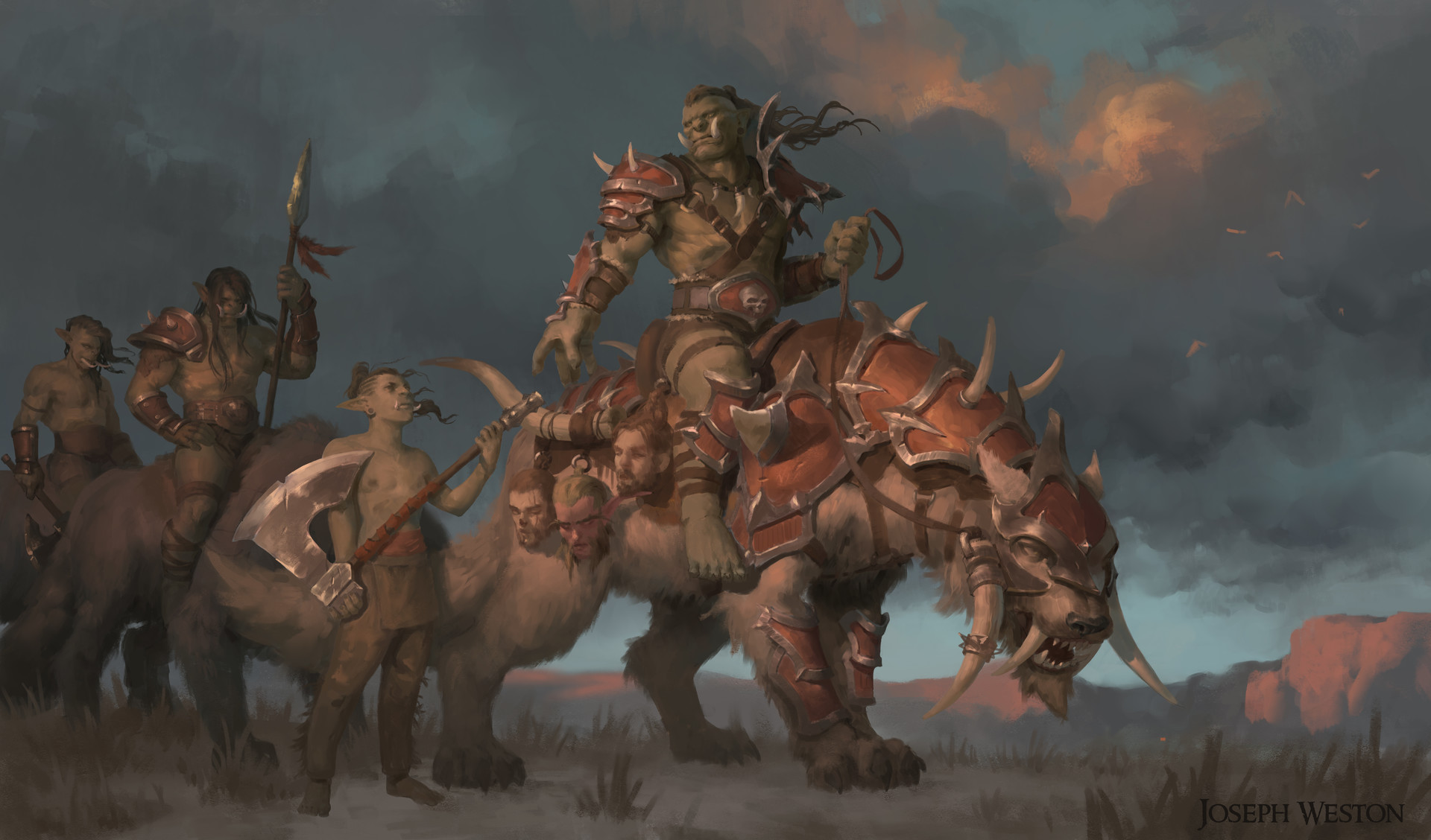 残阳如血风声萧瑟 国外画师:日暮时分的狼骑兵