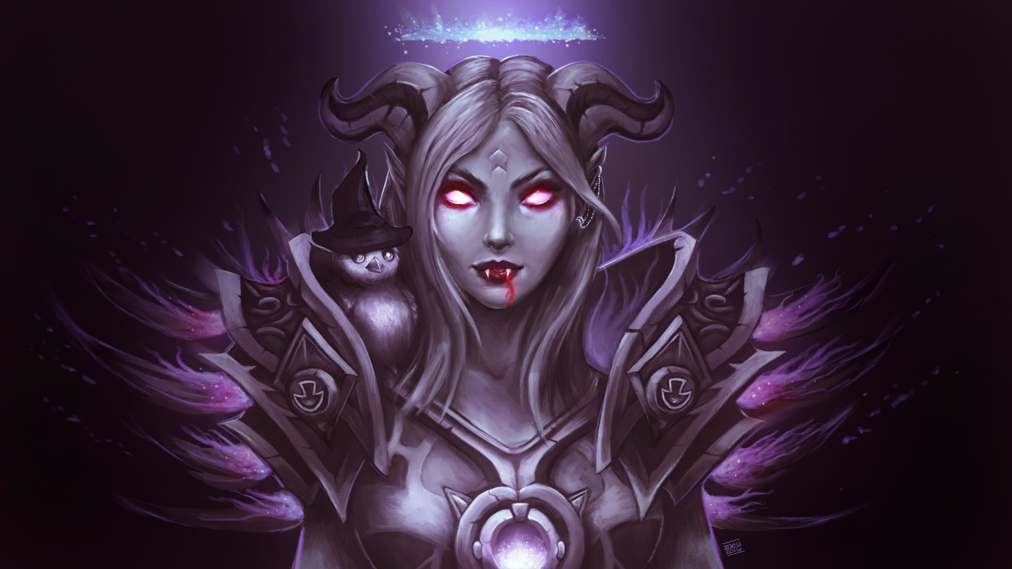 魔兽国外画家画作分享变身吸血鬼的幽魂德莱尼