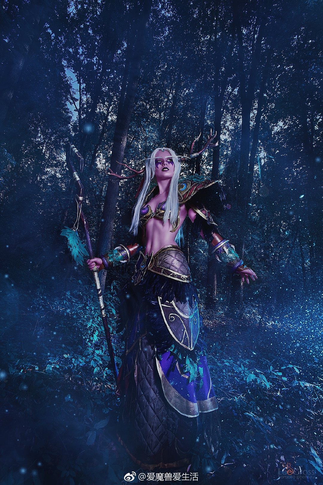 聆听艾露恩的召唤小姐姐暗夜精灵德鲁伊cosplay