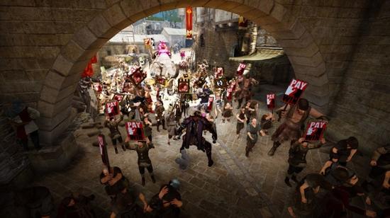 大量玩家于主城举牌向官方表示抗议