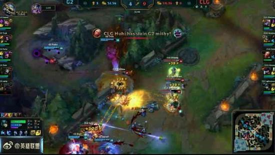 S6首日第一场 CLG击败G2 奥拉夫抗压立功 女警疯狂收割 