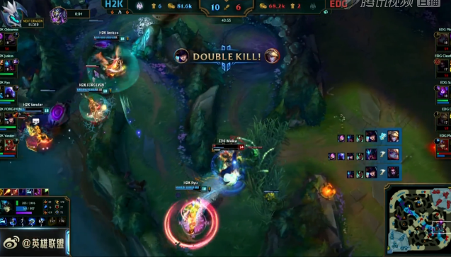 S6第三场：H2K惨虐EDG 中单瑞兹爆炸输出