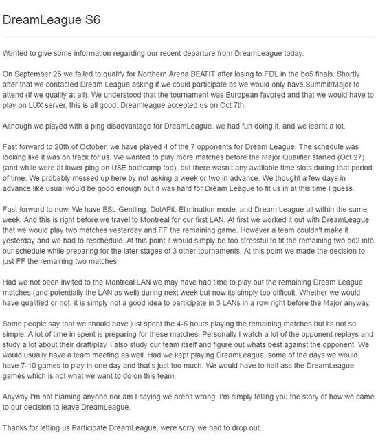 NP战队因线下赛过多宣布退出梦幻联赛DLS6