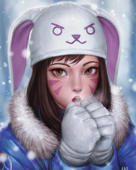 冬天里的Dva，帽子好可爱，不知道会不会变成新皮肤