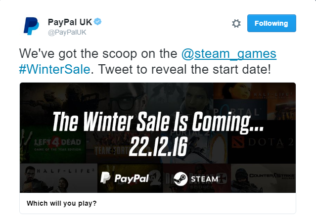 Steam冬季大促将在12月22日正式开启