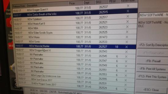 德国游戏店透露怪物猎人与Switch首发 