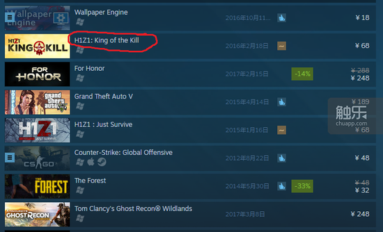 H1Z1在Steam上属于哪种类型的服务器？