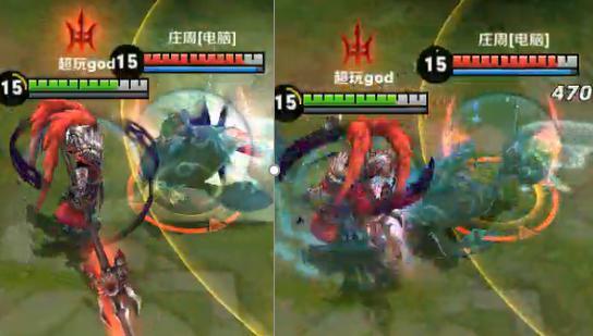 （左图为释放前的魔女护盾，右图为释放后的，可见护盾值未减少）