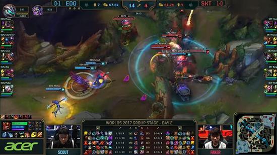 图2：虽然前期被抓蹦Faker大招还是发挥奇效