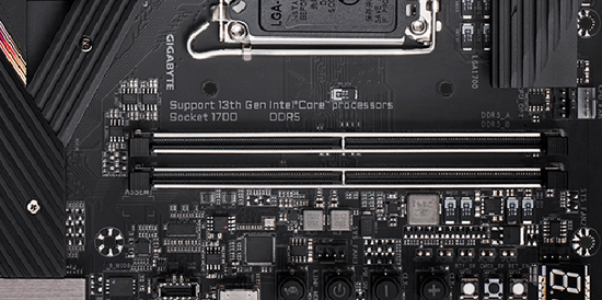 ▲技嘉700系主板搭载Intel第13酷睿处理器可以很好地支持高频DDR5内存