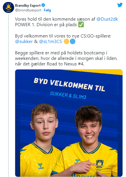 Brøndby招募年轻选手Sukker与sL1m3加入队伍 - 特纳,丹麦