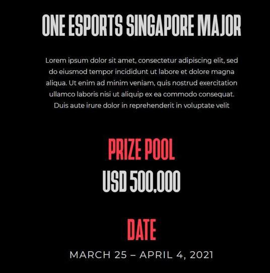 ONEEsports宣布举办新加坡Major