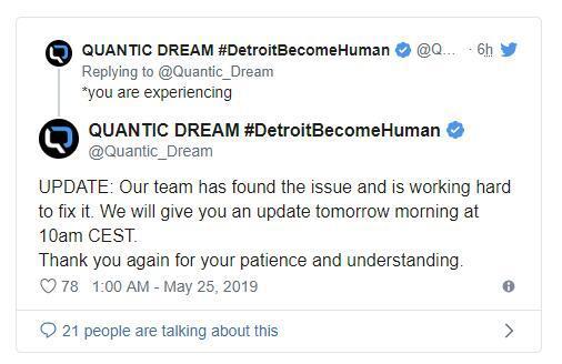 Quantic Dream声称已经找到了阻止玩家启动PC demo版的问题，并正在努力修复。