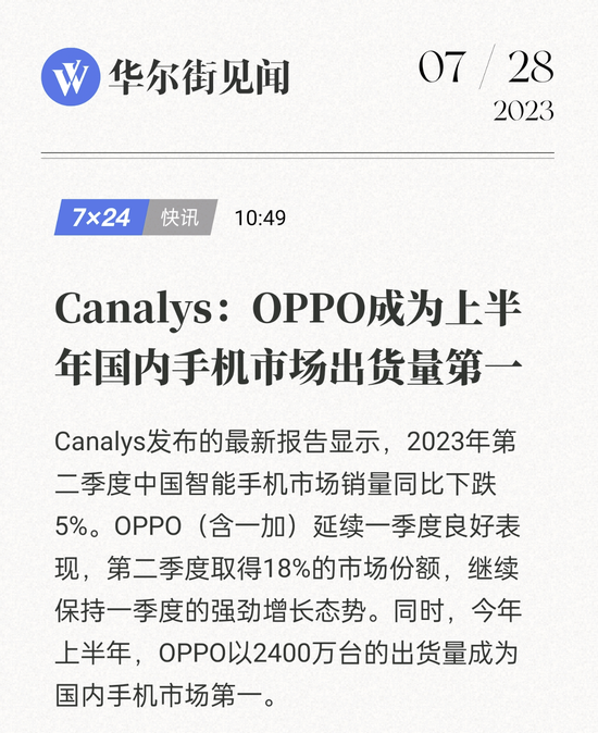 Canalys：OPPO上半年国内出货量第一！双旗舰领先体验备受认可