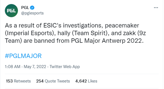 PGL确认peacemaker等三位教练无缘Major