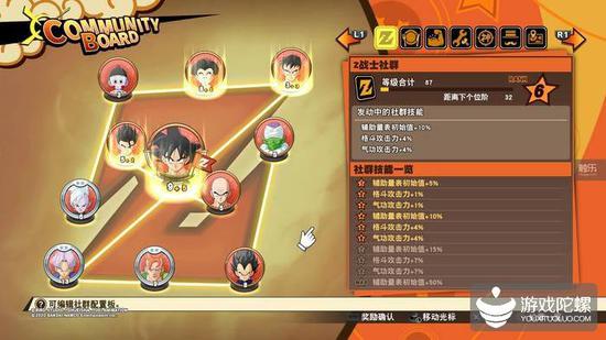 游戏中的灵魂纹章与社群系统。通过收集、搭配不同纹章，可以给角色提供各种属性加成