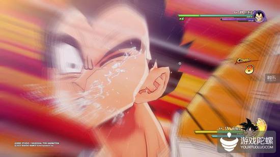 战斗中敌人受到重创时，还会有这种漫画式的夸张镜头