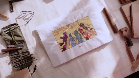 木板年画作品：《原神》五夜叉