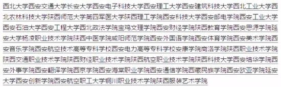 知乎有好事者对西安高校的数量做了个统计，大家感受一下就好。