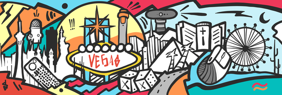 以拉斯维加斯天际线为灵感制作的长形巨幅壁画，为人们提供无限想象空间