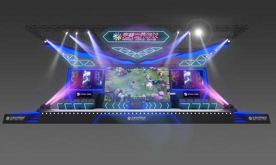 图为位于N2-05的完美世界展台主舞台