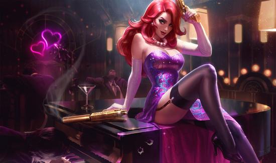 《英雄联盟》女枪皮肤原画重绘 吊带黑丝太性感