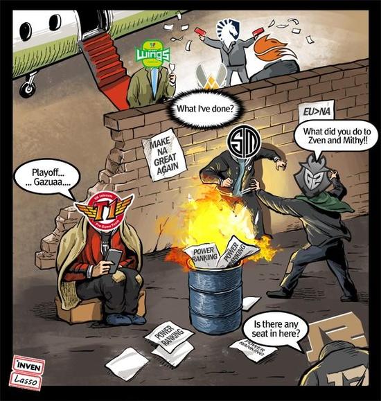 韩媒漫画讽刺四大lol赛区强者战队 rng赫然在列!