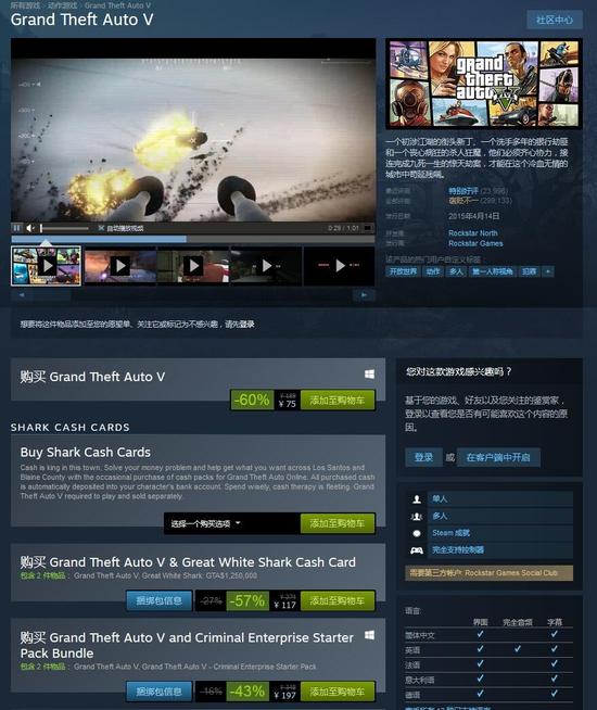 万年半价的《GTA5》冬季新折扣了。这次冬促4折促销了，再次迎来了新的低价。